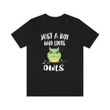 Just A Boy Who Loves Owls Birds Shirt, Owl Shirt, Owl Shirt, Owl Lover Gift, Animal Adult Kids T-Shirt Image 1