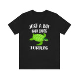 Just A Boy Who Loves Turtles Shirt, Turtle Shirt, Turtle Shirt, Turtle Lover Gift, Animal Adult Kids T-Shirt Image 1