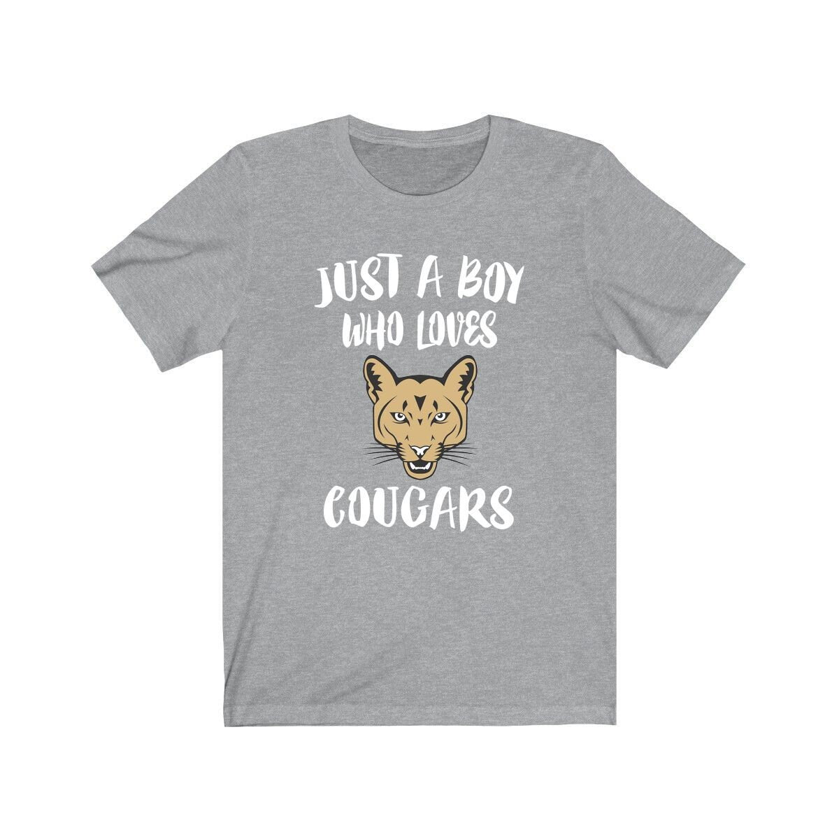 Just A Boy Who Loves Cougars Shirt, Cougar Lover Shirt, Cougar Shirt, Mountain Lion Lover Gift, Animal Adult Kids T-Shirt Image 2