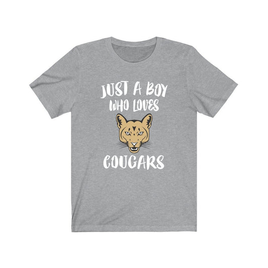 Just A Boy Who Loves Cougars Shirt, Cougar Lover Shirt, Cougar Shirt, Mountain Lion Lover Gift, Animal Adult Kids T-Shirt Image 2