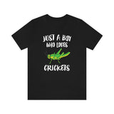 Just A Boy Who Loves Crickets Shirt, Cricket Lover Shirt, Cricket Shirt, Cricket Lover Gift, Animal Adult Kids T-Shirt Image 1