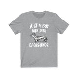Just A Boy Who Loves Dachshunds Dog Shirt, Dachshund Lover Shirt, Dachshund Shirt, Dog Lover Gift, Animal Adult Kids T-Shirt Image 2