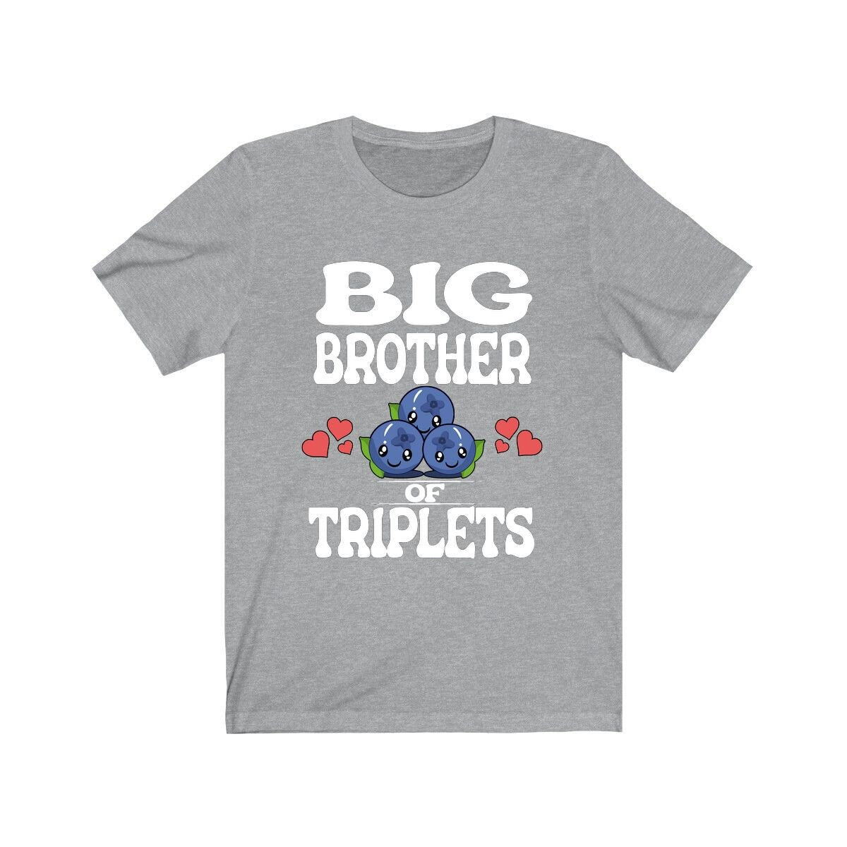 Big Brother Of Triplets Shirt, Brother Of Triplets T-Shirt, Triplet Brother Gift Blueberries, Baby Announcement T-Shirt Image 3