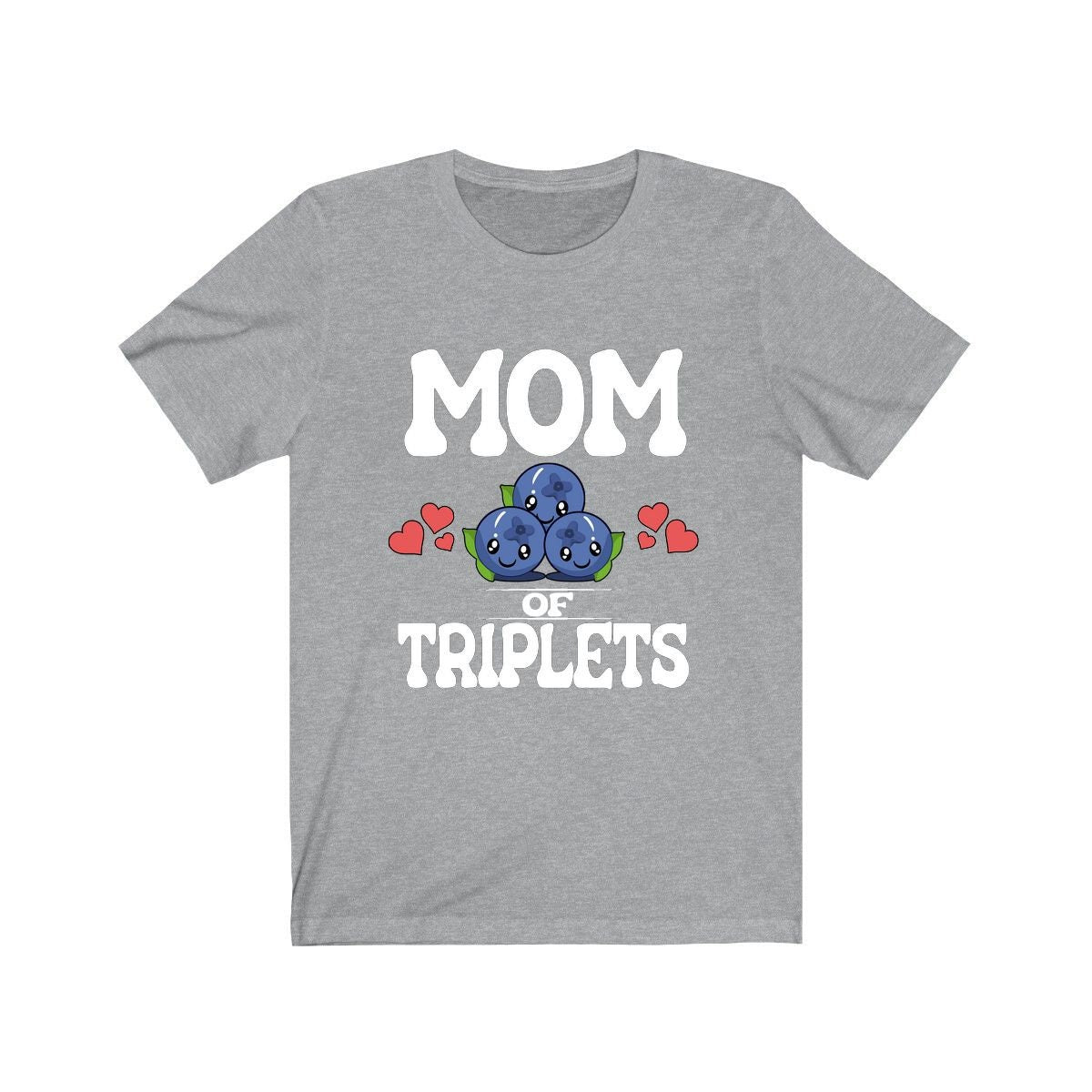 Mom Of Triplets Shirt, Mom Of Triplets Gift, Triplet Mother Pregnancy Announcement Blueberries T-Shirt Image 3