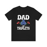 Dad Of Triplets Shirt, Dad Of Triplets Gift, Triplet Dad Father Blueberries T-Shirt Image 1