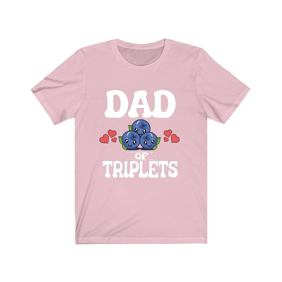 Dad Of Triplets Shirt, Dad Of Triplets Gift, Triplet Dad Father Blueberries T-Shirt Image 4