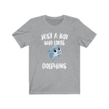 Just A Boy Who Loves Dolphins Shirt, Dolphin Lover Shirt, Dolphin Shirt, Dolphin Lover Gift, Animal Adult Kids T-Shirt Image 2