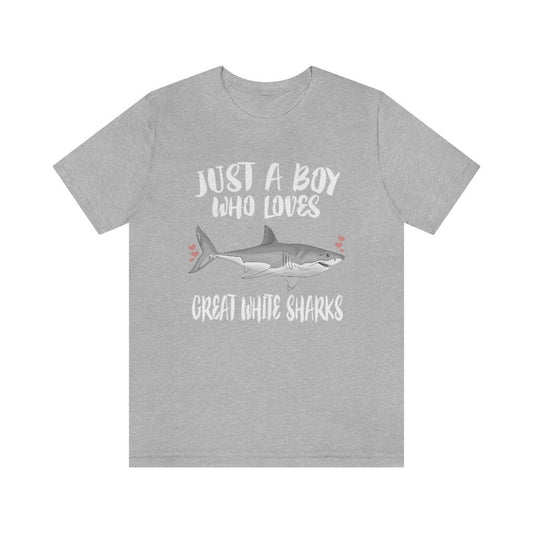 Just A Boy Who Loves Great White Sharks Shirt - Great White Shark print design