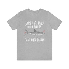 Just A Boy Who Loves Great White Sharks Shirt - Great White Shark print design