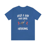 Just A Boy Who Loves Herons Birds Shirt, Heron Lover Shirt, Birding Shirt, Heron Lover Gift, Animal Adult Kids T-Shirt Image 3