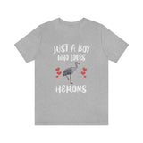 Just A Boy Who Loves Herons Birds Shirt, Heron Lover Shirt, Birding Shirt, Heron Lover Gift, Animal Adult Kids T-Shirt Image 1