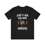 Just A Boy Who Loves Horses Shirt, Horse Lover Shirt, Horse Shirt, Horse Lover Gift, Animal Adult Kids T-Shirt Image 2