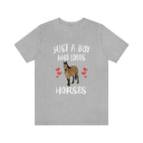 Just A Boy Who Loves Horses Shirt, Horse Lover Shirt, Horse Shirt, Horse Lover Gift, Animal Adult Kids T-Shirt Image 1
