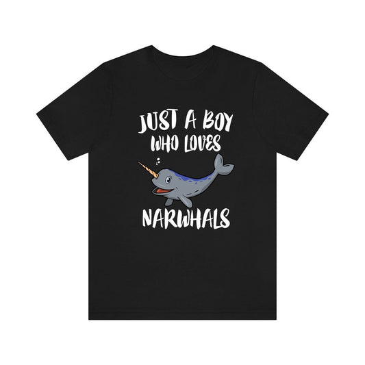 Just A Boy Who Loves Narwhals Whale Shirt, Narwhal Whale Lover Shirt, Whale Shirt, Whale Lover Gift, Animal Adult Kids T-Shirt Image 1