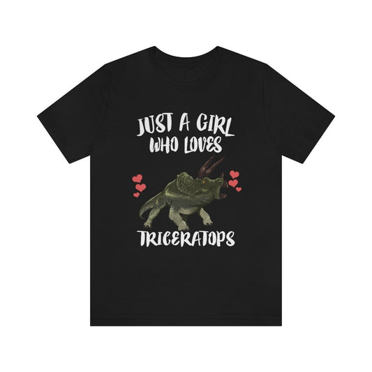 Just A Girl Who Loves Triceratops Dinosaur Shirt, Triceratops Lover Shirt, Dinosaur Lover Gift, Triceratops Gift Adult Toddler Kids T-Shirt Image 2