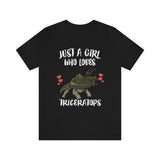 Just A Girl Who Loves Triceratops Dinosaur Shirt, Triceratops Lover Shirt, Dinosaur Lover Gift, Triceratops Gift Adult Toddler Kids T-Shirt Image 2