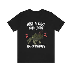 Just a girl who loves triceratops three-horned Cretaceous dinosaur tee