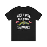 Just A Girl Who Loves Salamanders Shirt, Salamander Lover Shirt, Lizard Shirt, Animal Lover Shirt, Adult Toddler Infant Kids Gift T-Shirt Image 1
