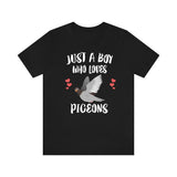 Just A Boy Who Loves Pigeons Shirt, Pigeon Lover Shirt, Birding Shirt, Pigeon Lover, Animal Adult Kids Shirt Image 1
