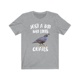 Just A Boy Who Loves Quails Shirt, Quail Lover Shirt, Quail Shirt, Birding Lover Gift, Animal Shirt Image 1