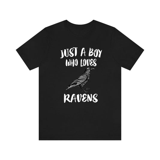 Just a boy who loves ravens mythological intelligent corvid bird tee