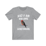 Just A Boy Who Loves Scarlet Tanagers Shirt, Scarlet Tanagers Lover Shirt, Birding Shirt, Bird Lover Gift, Animal Shirt Image 1