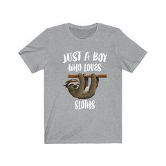 Just a boy who loves sloths slow rainforest tropical mammal tee