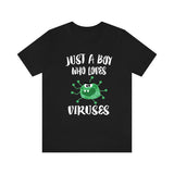 Just A Boy Who Loves Viruses Shirt, Virus Lover Shirt, Virologist Shirt, Virus Lover Gift, Animal Shirt Image 1
