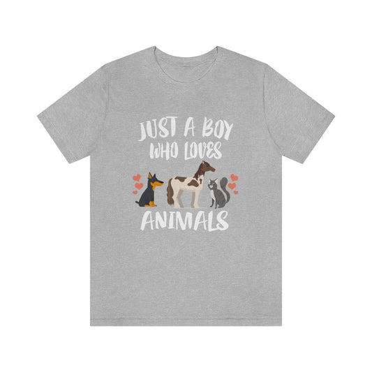 Just A Boy Who Loves Animals Dog Horse Cat Shirt - animal trio print design