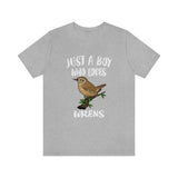 Just A Boy Who Loves Wrens Birds Shirt, Wren Lover Shirt, Birding Shirt, Bird Gift, Animal Adult Kids T-Shirt Image 1