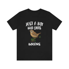 Just A Boy Who Loves Wrens Birds Shirt - wren print design