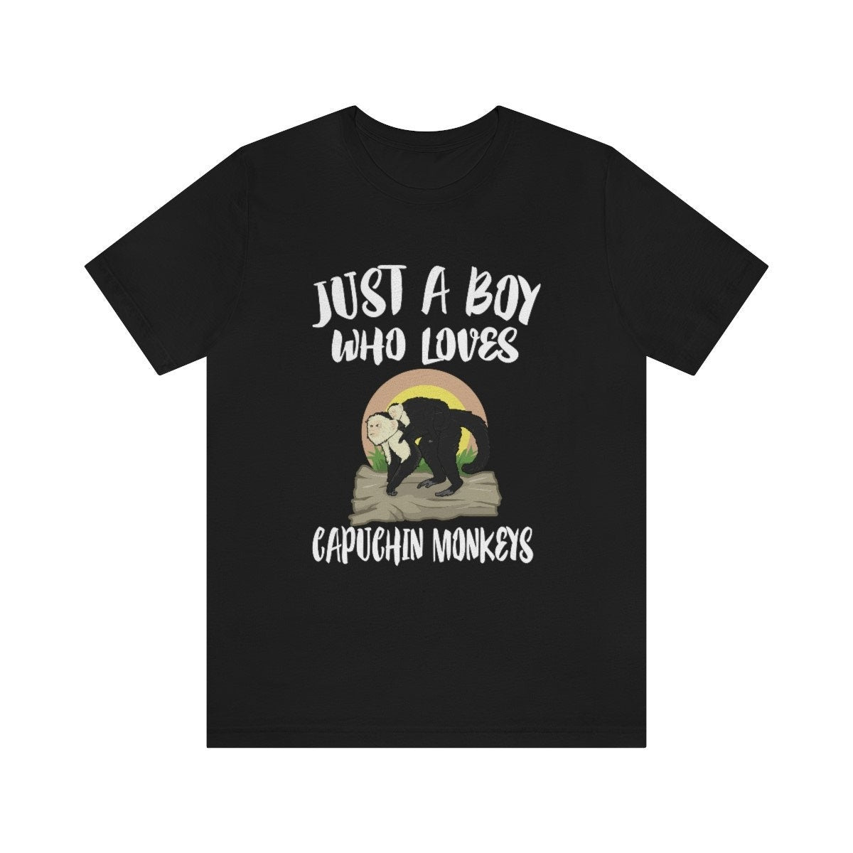 Just A Boy Who Loves Capuchin Monkeys Shirt, Capuchin Monkey Lover Shirt, Monkey Shirt, Capuchin Monkey Gift, Animal Adult Kids T-Shirt Image 4