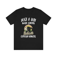 Just A Boy Who Loves Capuchin Monkeys Shirt - capuchin monkey print design