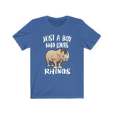 Just A Boy Who Loves Rhinos Shirt, Rhino Lover Shirt, Rhino Shirt, Rhino Gift, Animal Adult Kids T-Shirt Image 2