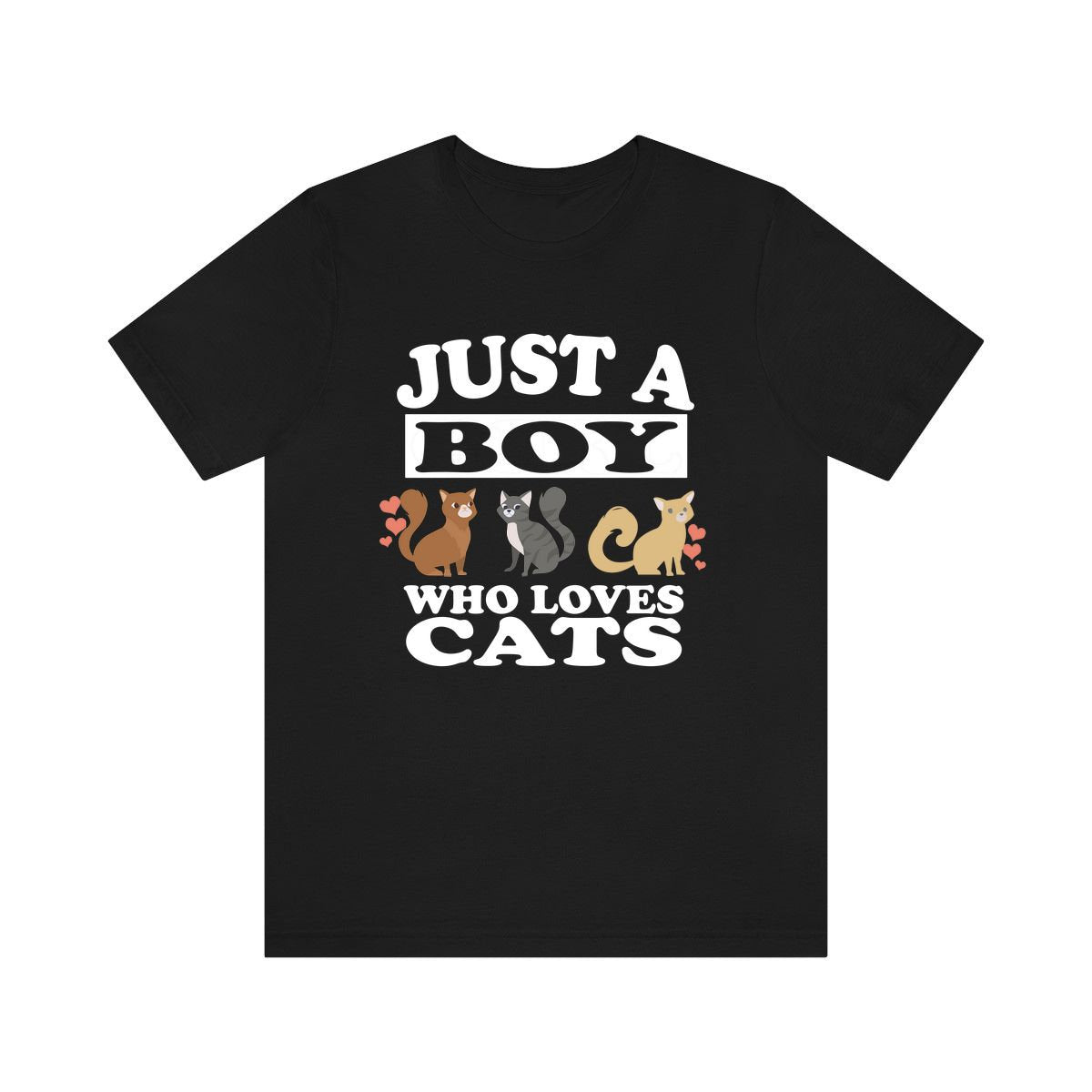 Just A Boy Who Loves Cats Shirt, Cat Lover Shirt, Cat Shirt, Cat Owner Gift, Animal Adult Kids T-Shirt Image 1