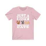 Just A Boy Who Loves Cats Shirt, Cat Lover Shirt, Cat Shirt, Cat Owner Gift, Animal Adult Kids T-Shirt Image 4