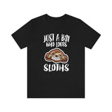 Just A Boy Who Loves Sloths Shirt, Sloth Lover Shirt, Sloth Shirt, Sloth Lover Gift, Animal Adult Kids T-Shirt Image 2