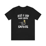 Just A Boy Who Loves Snakes Shirt, Snake Lover Shirt, Snake Shirt, Cobra Lover Gift, Animal Adult Kids T-Shirt Image 2
