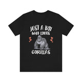 Just A Boy Who Loves Gorillas Shirt, Gorilla Lover Shirt, Gorilla Gift, Gorilla Shirt, Adult Kids Animal T-Shirt Image 1