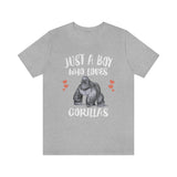 Just A Boy Who Loves Gorillas Shirt, Gorilla Lover Shirt, Gorilla Gift, Gorilla Shirt, Adult Kids Animal T-Shirt Image 3