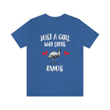 Just A Girl Who Loves Emus Birds Shirt, Emu Lover Shirt, Emu Lover Gift, Bird Shirt, Animal Adult Toddler Kids T-Shirt Image 2