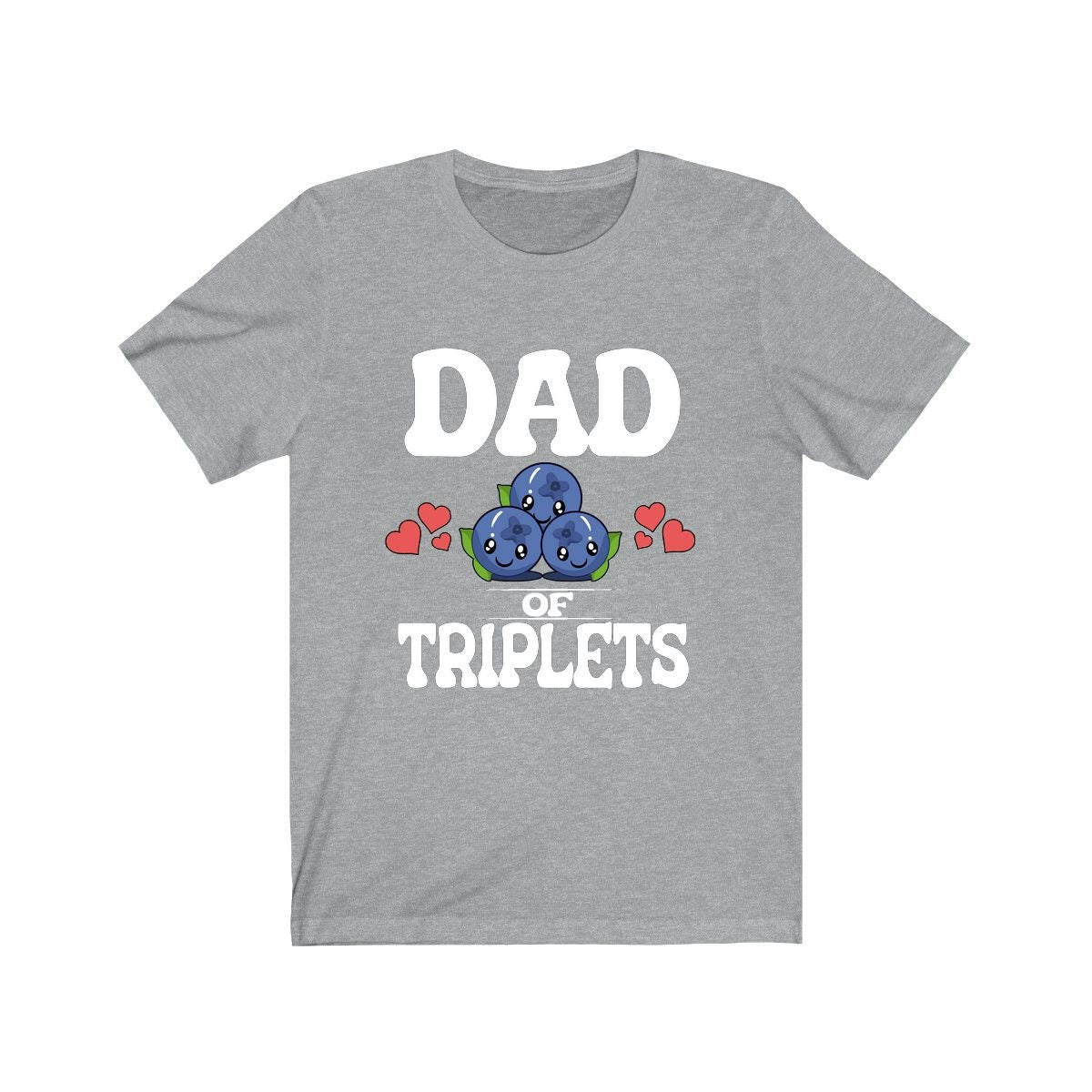 Dad Of Triplets Shirt, Dad Of Triplets Gift, Triplet Dad Father Blueberries T-Shirt Image 3