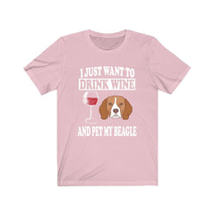 I Just Want To Drink Wine And Pet My Beagle T-Shirt - beagle print design