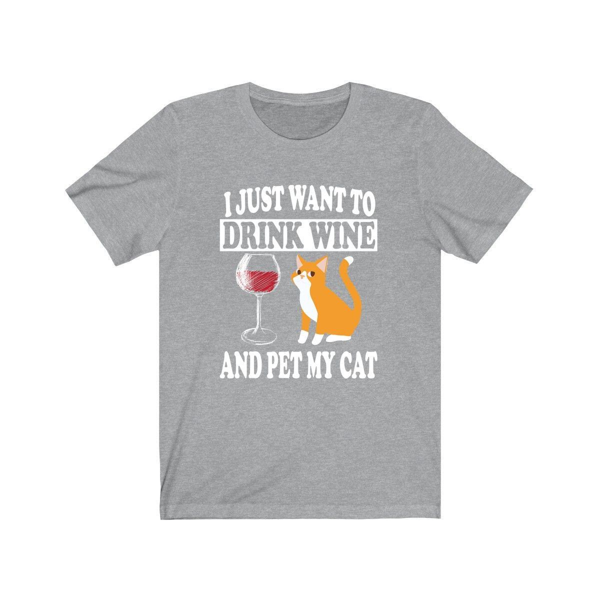 I Just Want To Drink Wine And Pet My Cat Shirt, Cat Lover Shirt, Cat Shirt, Cat Gift Boy Girl Shirt Image 3