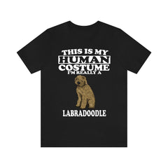 This is my human costume I am really a labradoodle designer dog tee