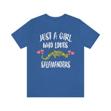 Just A Girl Who Loves Salamanders Shirt, Salamander Lover Shirt, Lizard Shirt, Animal Lover Shirt, Adult Toddler Infant Kids Gift T-Shirt Image 4