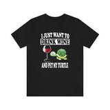 I Just Want To Drink Wine And Pet My Turtle Shirt, Turtle Lover Shirt, Turtle Shirt, Turtle Gift Boy Girl Shirt Image 1