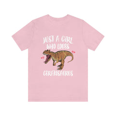 Just a girl who loves ceratosaurus horned Jurassic theropod tee