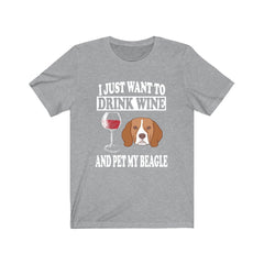 I Just Want To Drink Wine And Pet My Beagle T-Shirt - beagle print design