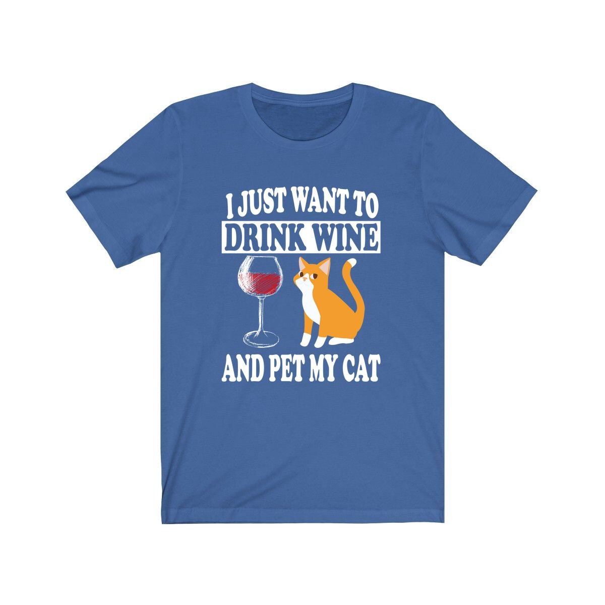 I Just Want To Drink Wine And Pet My Cat Shirt, Cat Lover Shirt, Cat Shirt, Cat Gift Boy Girl Shirt Image 2